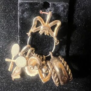 Vintage 24K Gold Electroplated Charm Holder w/ 8 Charms